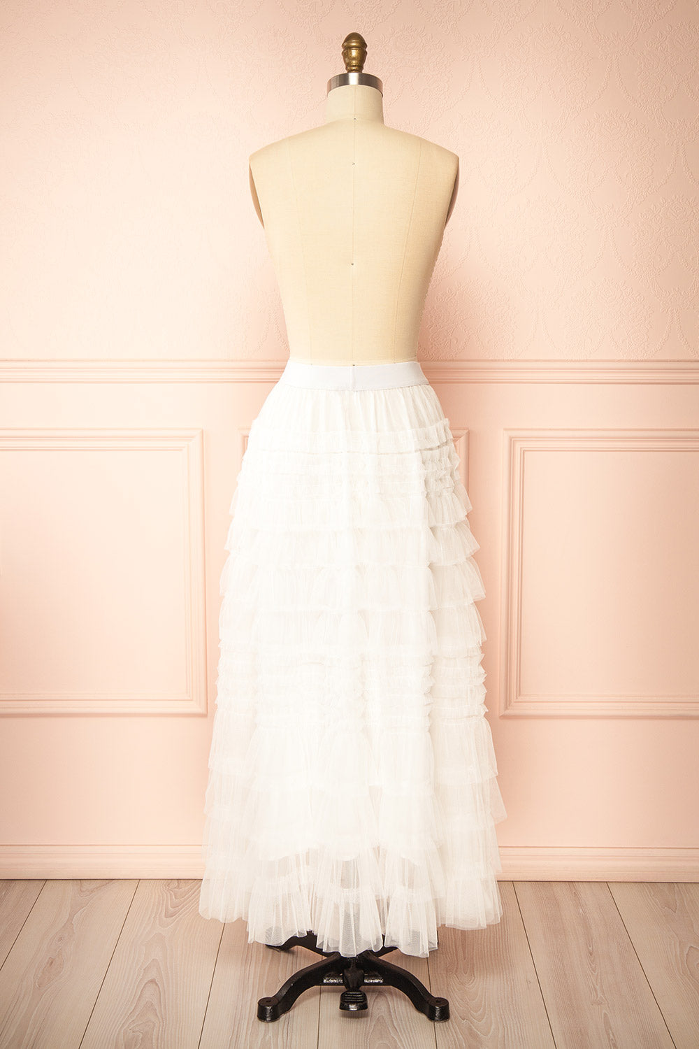 Poema White Maxi Tulle High-Waisted Skirt | Boutique 1861 back view