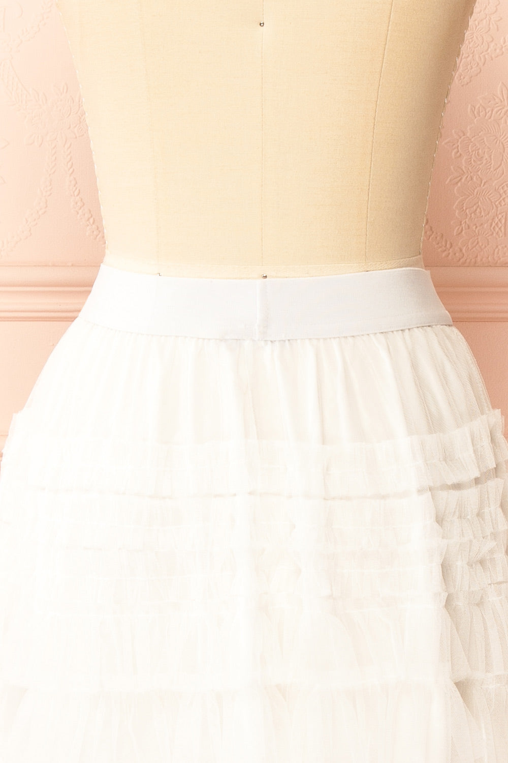 Poema White Maxi Tulle High-Waisted Skirt | Boutique 1861 back