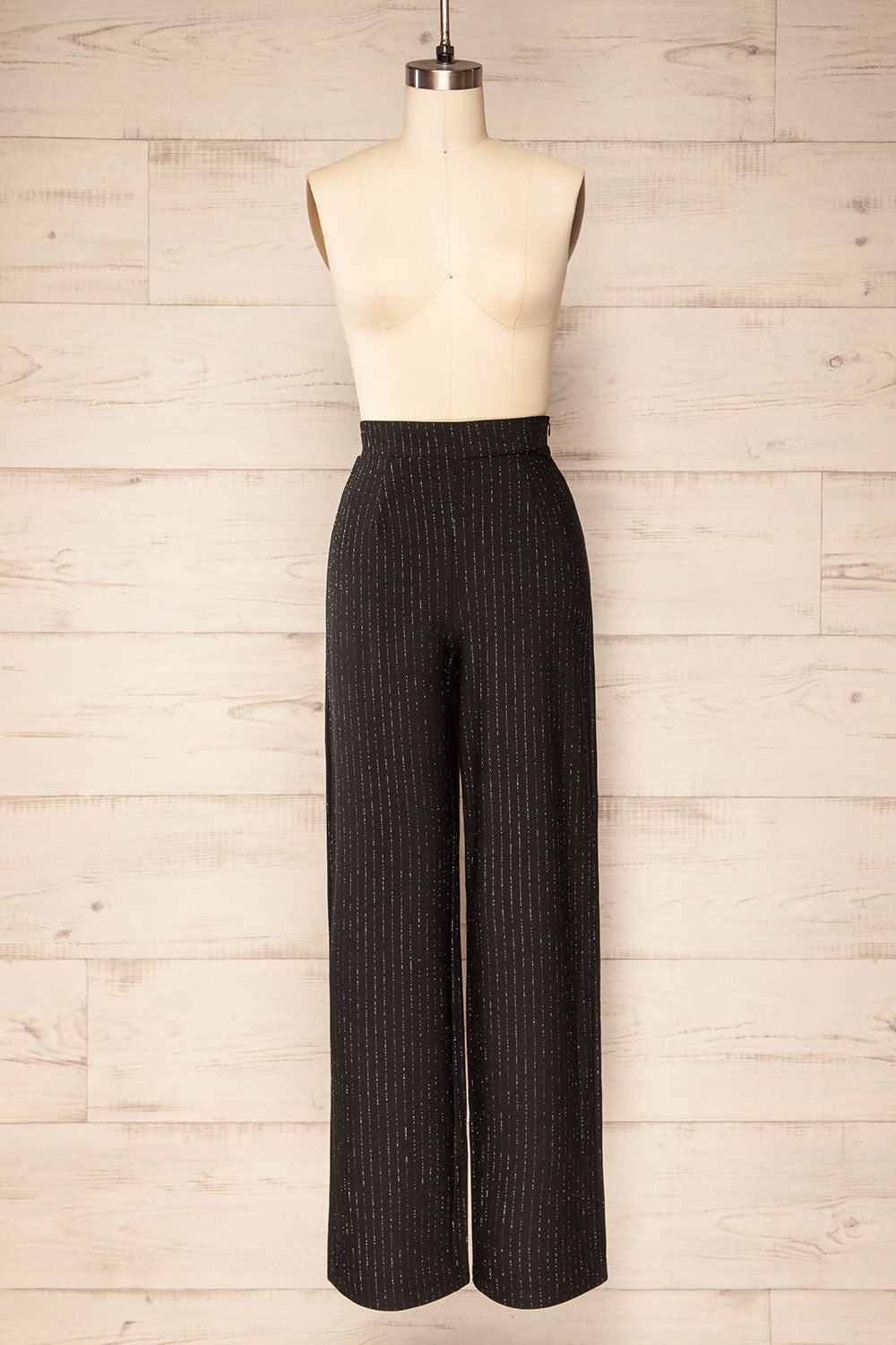 Pokhara Glitter Striped Black Pants | La petite garçonne front view