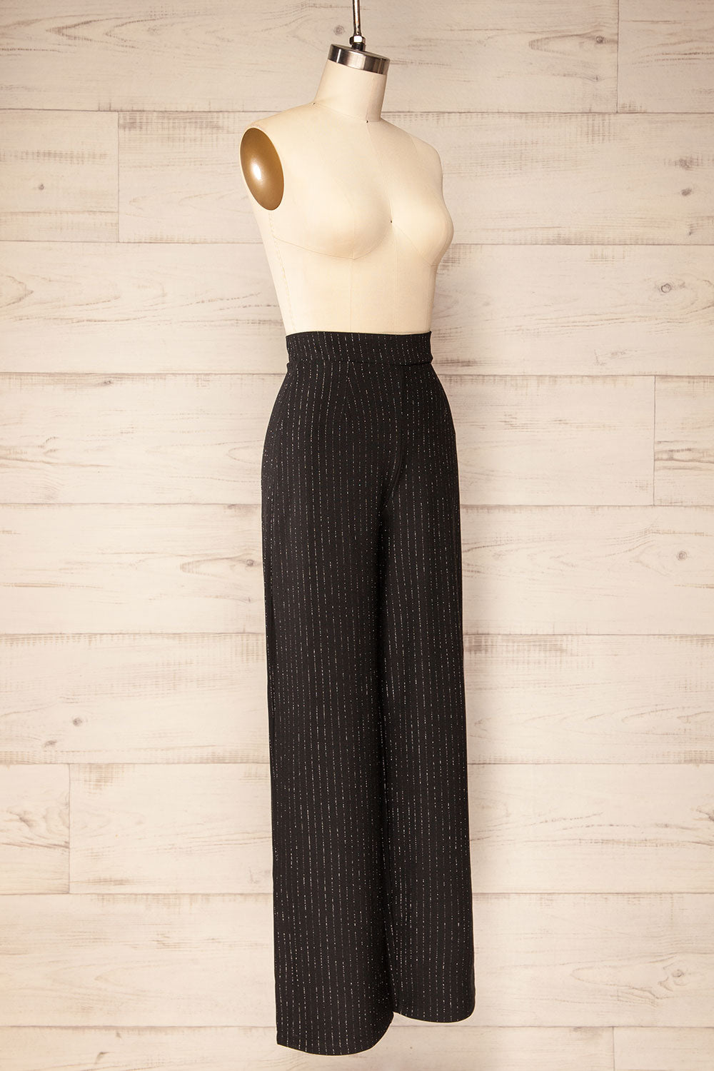 Pokhara Glitter Striped Black Pants | La petite garçonne side view