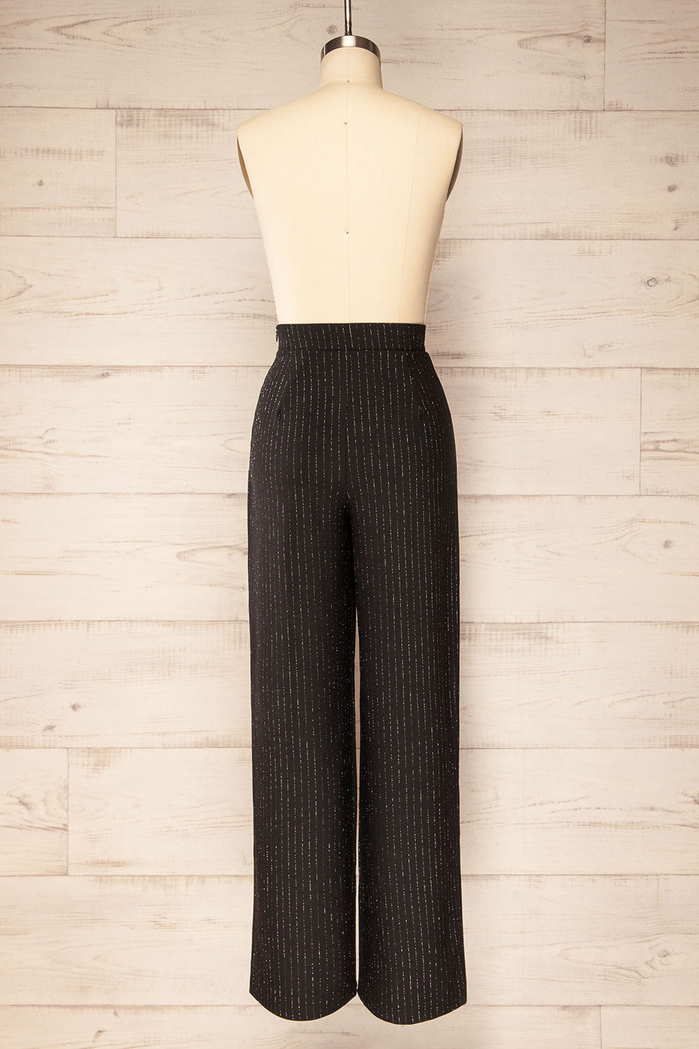 Pokhara Glitter Striped Black Pants | La petite garçonne back view