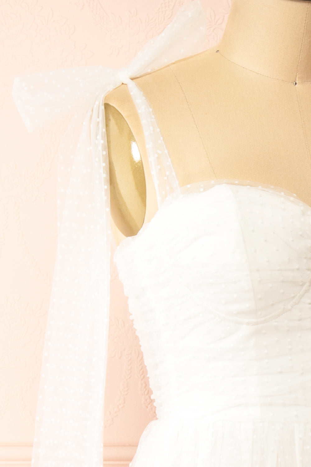 Polkarine White Tulle Maxi Dress w/ Polka Dots | Boudoir 1861 side