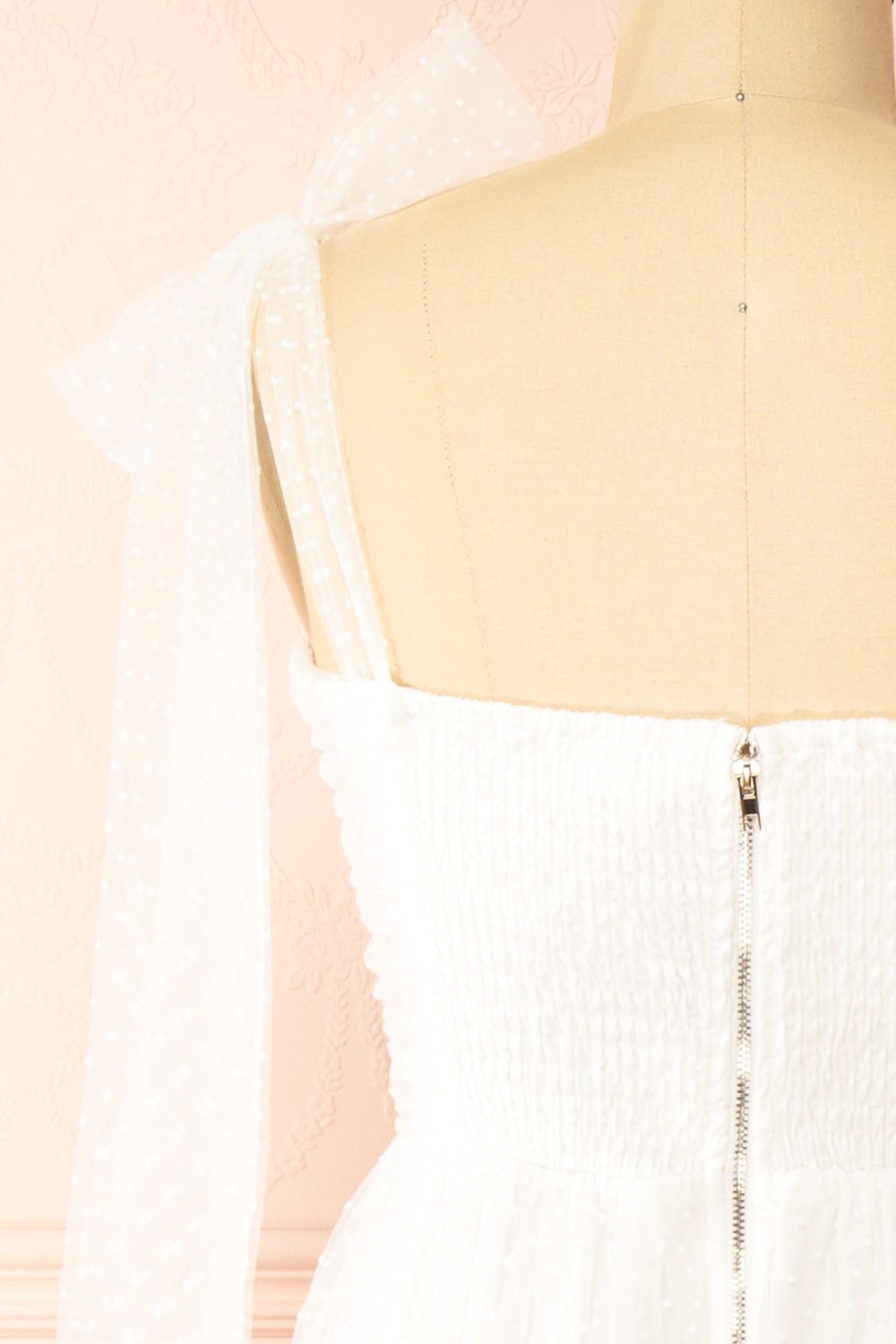 Polkarine White Tulle Maxi Dress w/ Polka Dots | Boudoir 1861 back