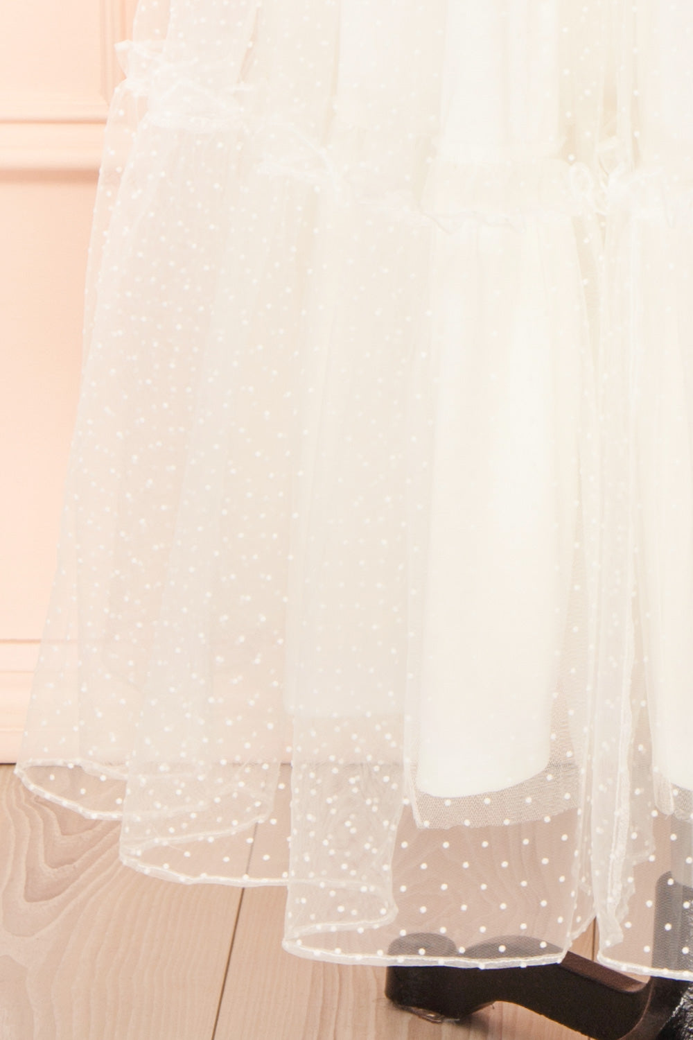 Polkarine White Tulle Maxi Dress w/ Polka Dots | Boudoir 1861 bottom