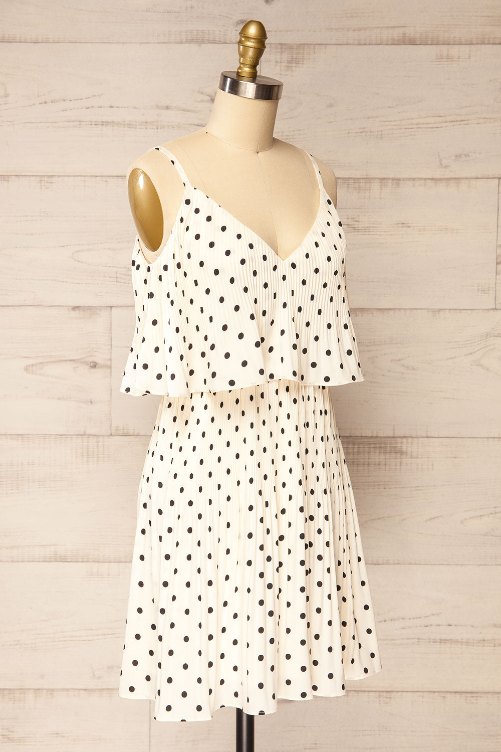 Polperro Short Pleated Polka Dot Dress | La petite garçonne side view