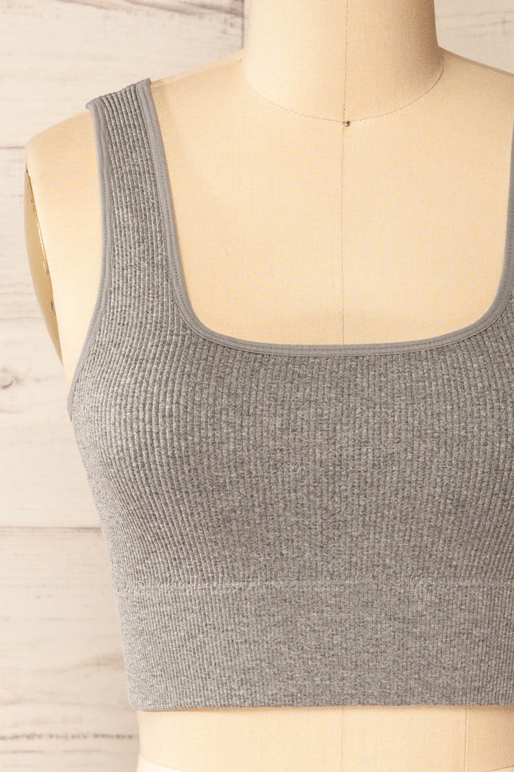 Pompei Grey Padded Ribbed Cami Top | La petite garçonne front close-up