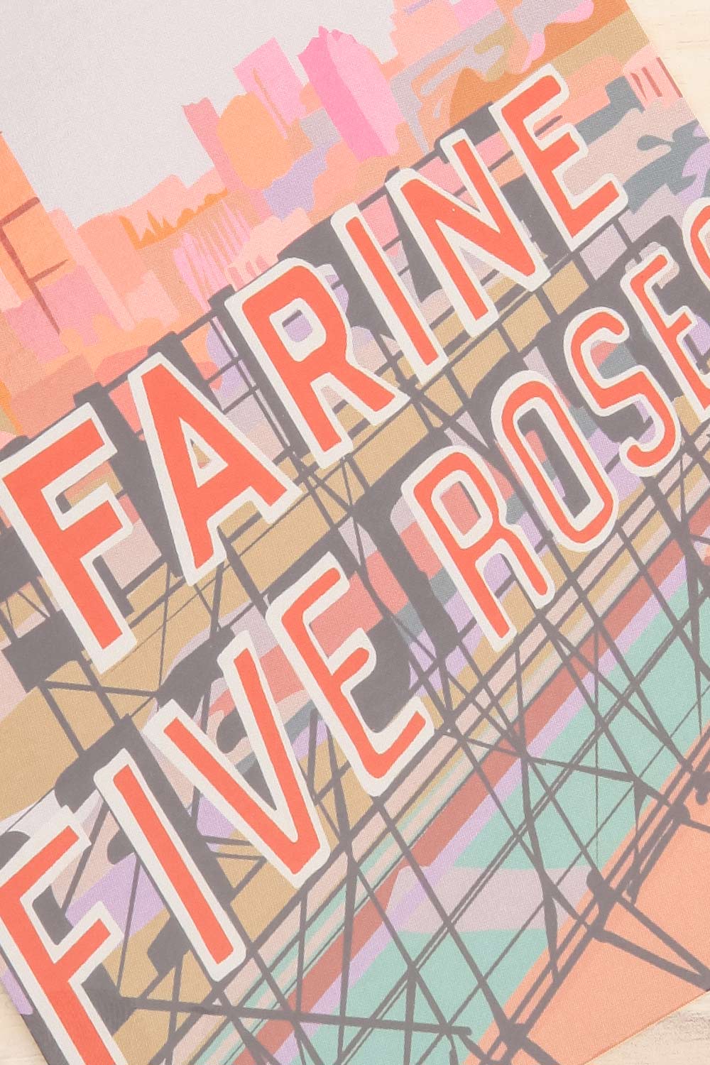 Farine Five Roses Illustrated Montreal Postcard | Maison garçonne close-up