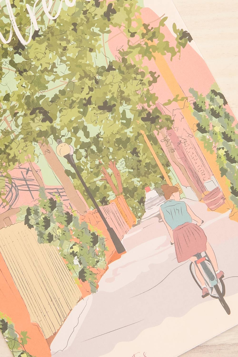 Les Ruelles Vertes Illustrated Montreal Postcard | Maison garçonne close-up