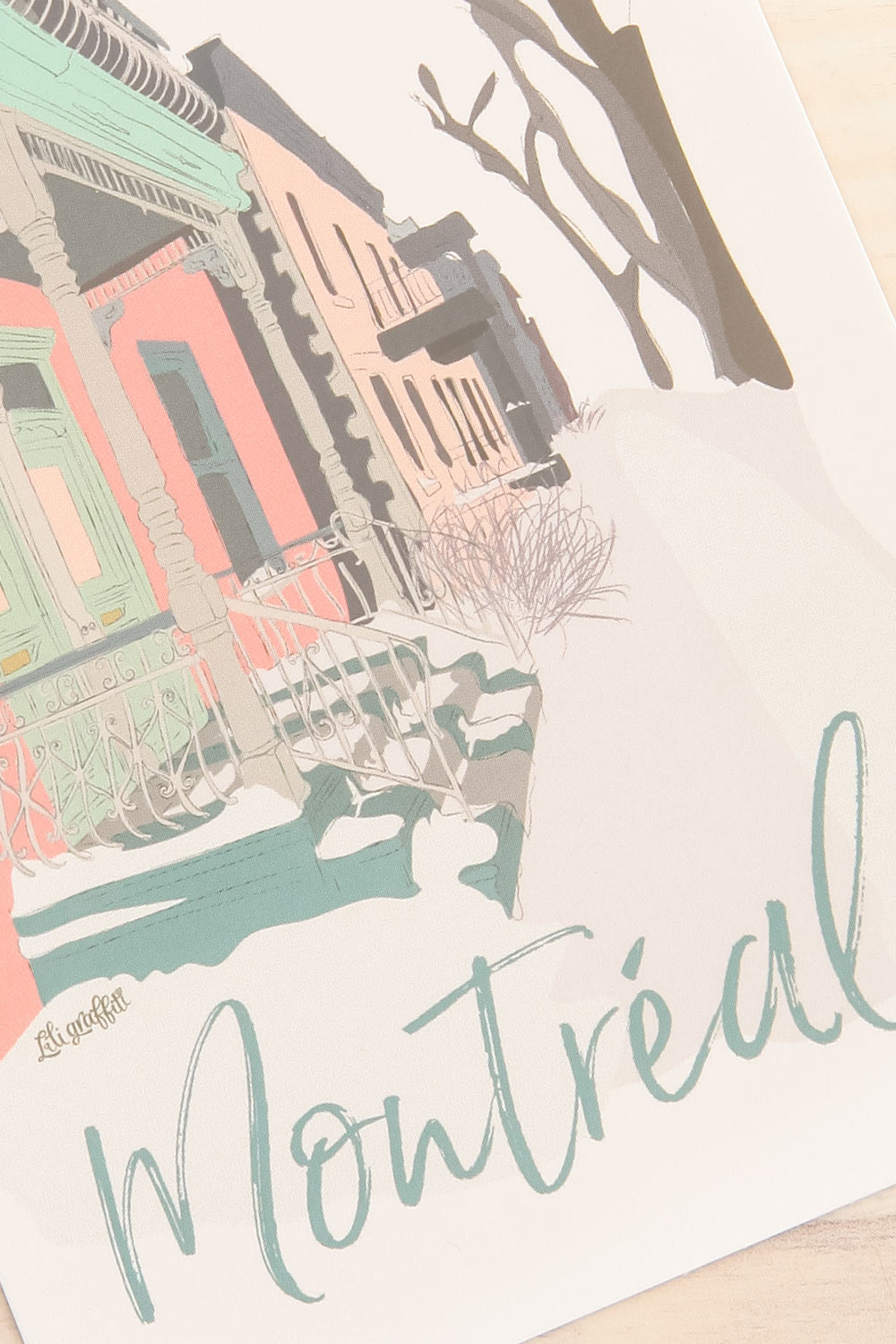 Montréal Hiver Illustrated Montreal Postcard | Maison garçonne close-up