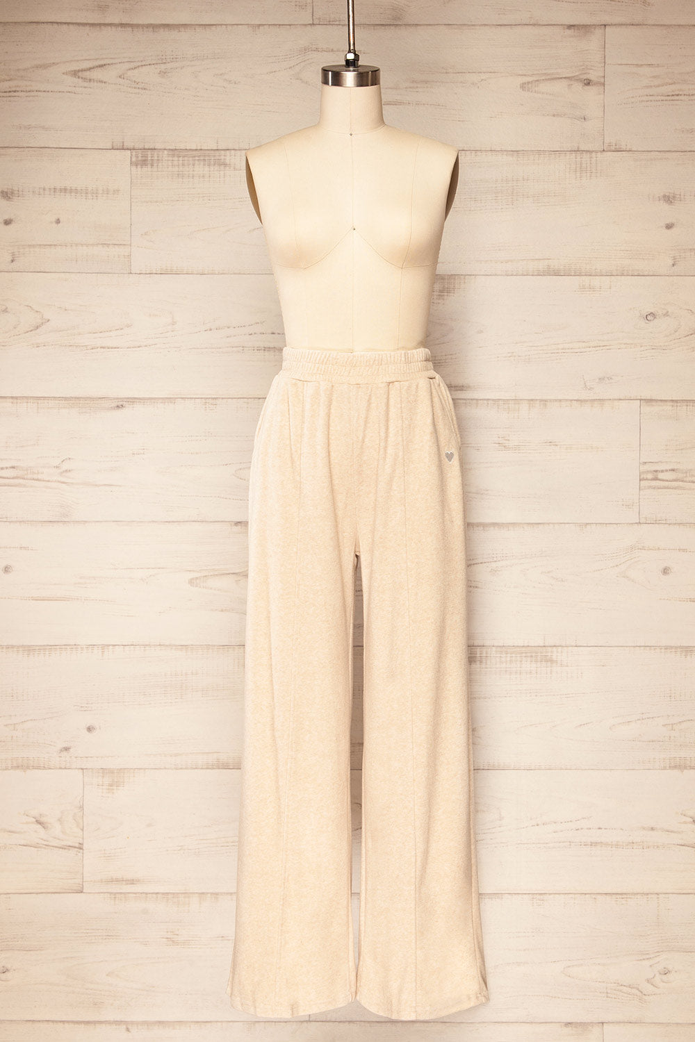 Pozatik Beige Jogger Pants w/ Elastic Waist | La petite garçonne front view