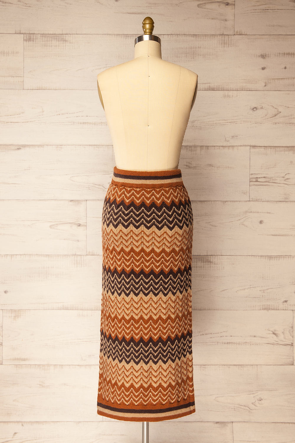 Prehevil Long Knitted Herringbone Skirt | La petite garçonne back view