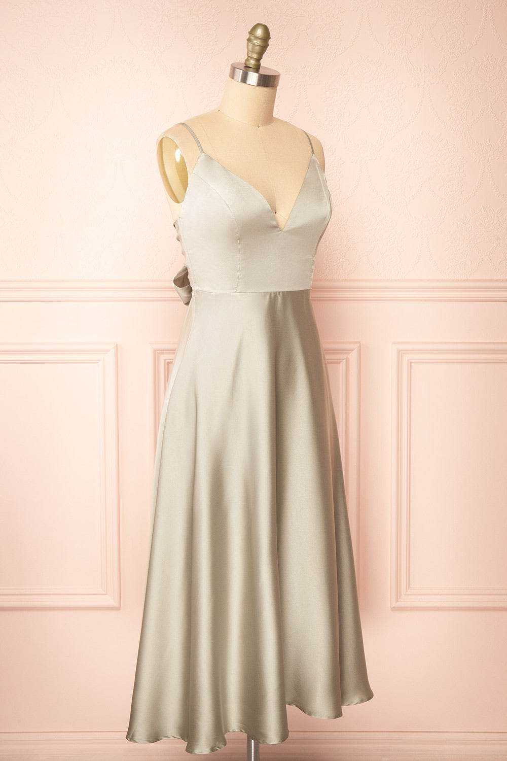 Prudence Sage Tie-Back Midi Dress | Boutique 1861 side view