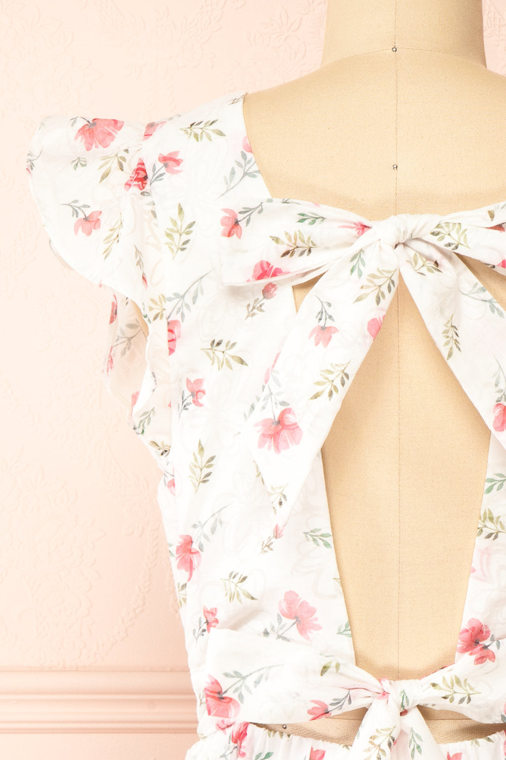 Prunne Short White Floral Dress w/ Open Back | Boutique 1861 back