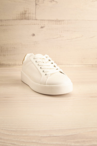 Pyree White Sneakers w/ Gold Detail | La petite garçonne front view