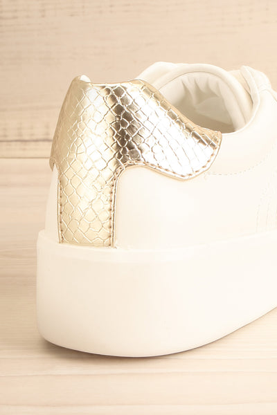 Pyree White Sneakers w/ Gold Detail | La petite garçonne back close-up