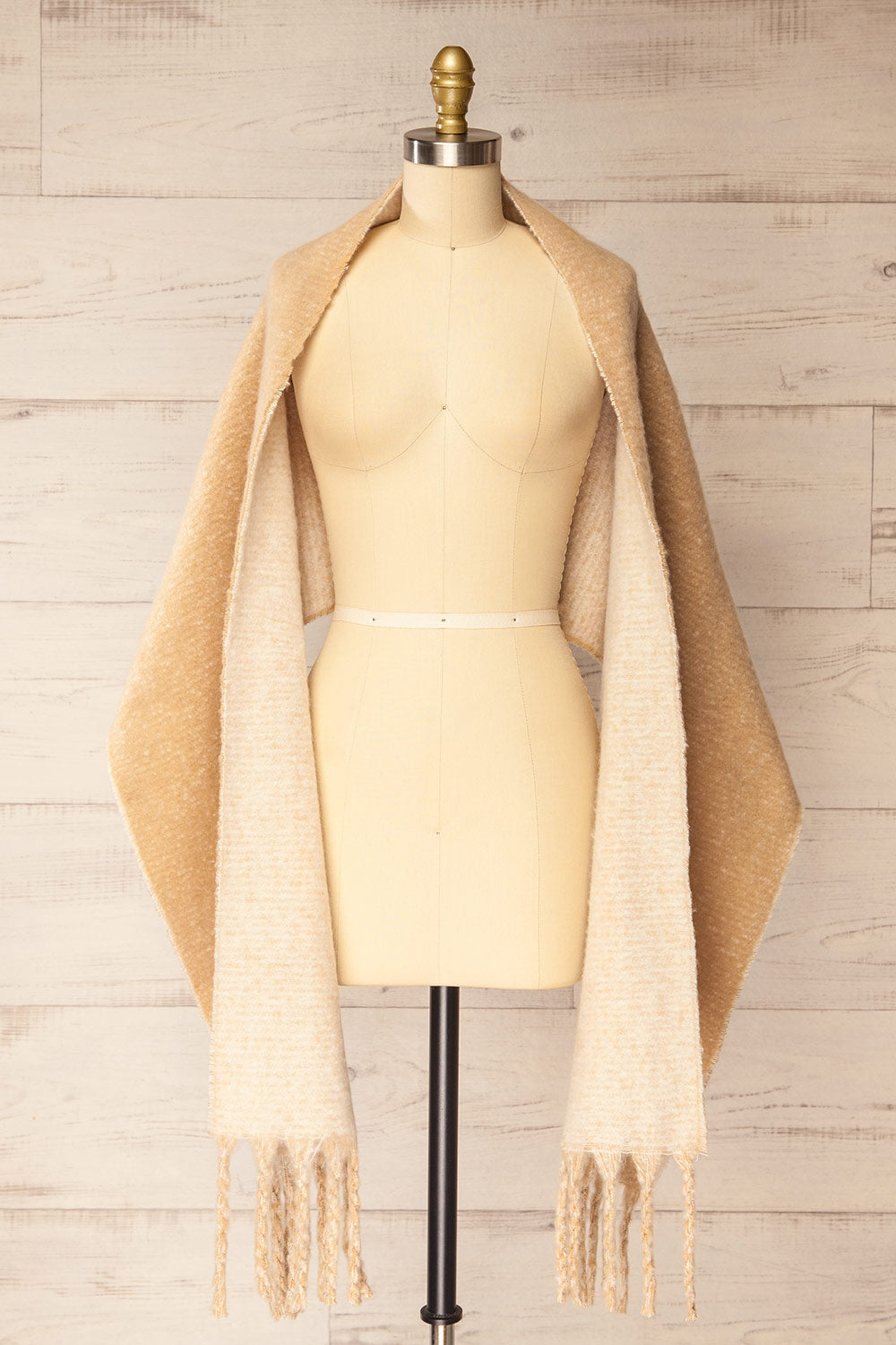 Qitap Beige Oversized Soft Knit Scarf | La petite garçonne shawl view