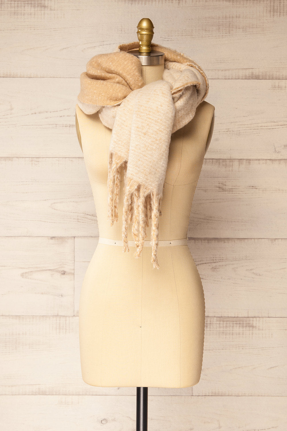 Qitap Beige Oversized Soft Knit Scarf | La petite garçonne middle view