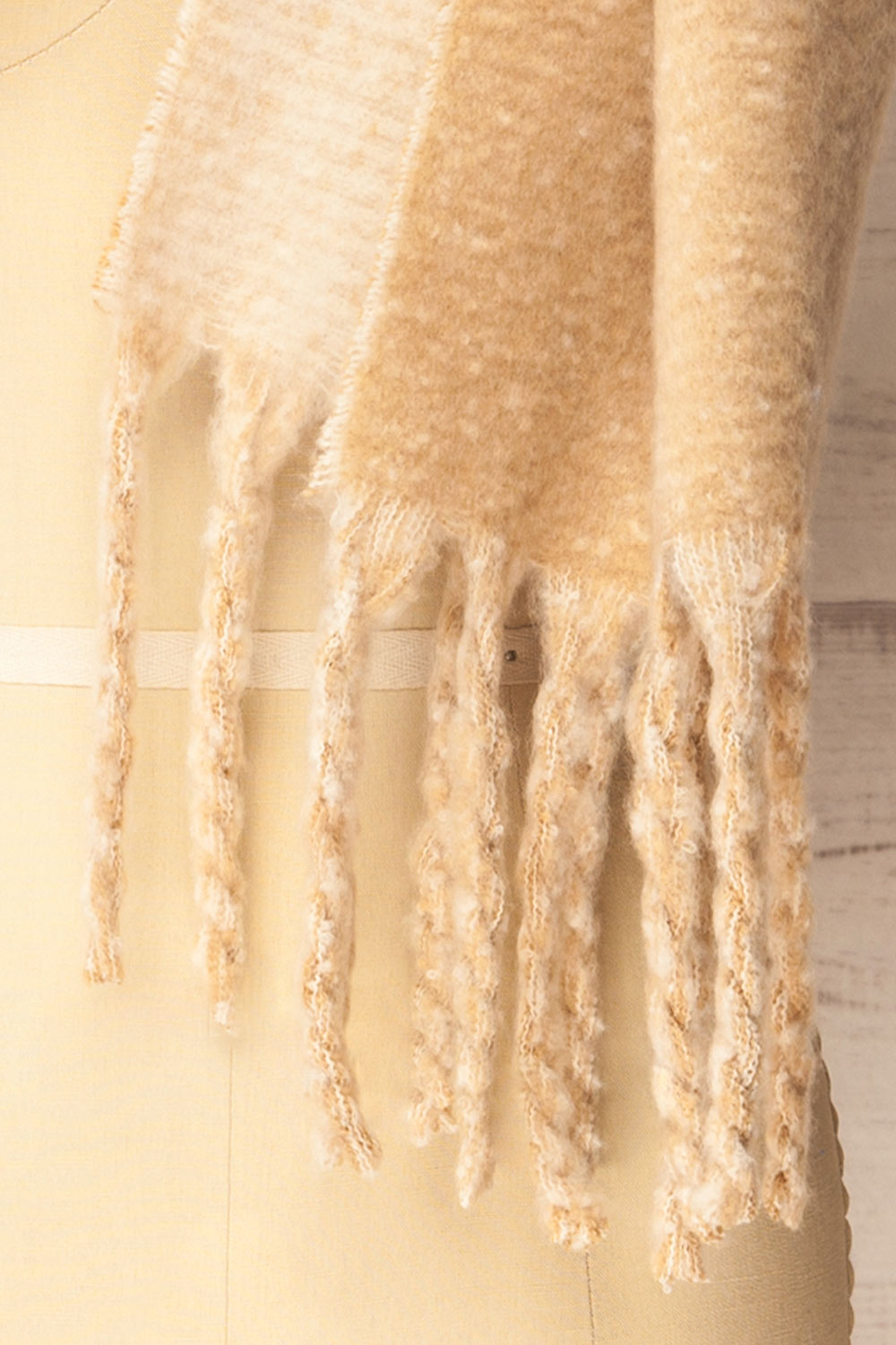 Qitap Beige Oversized Soft Knit Scarf | La petite garçonne fabric