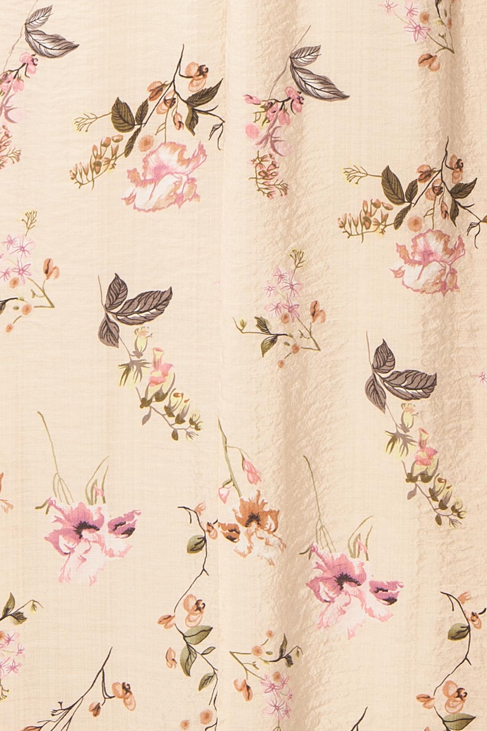 Queenie Beige Floral Maxi Dress w/ Ruffled Straps | Boutique 1861 fabric 