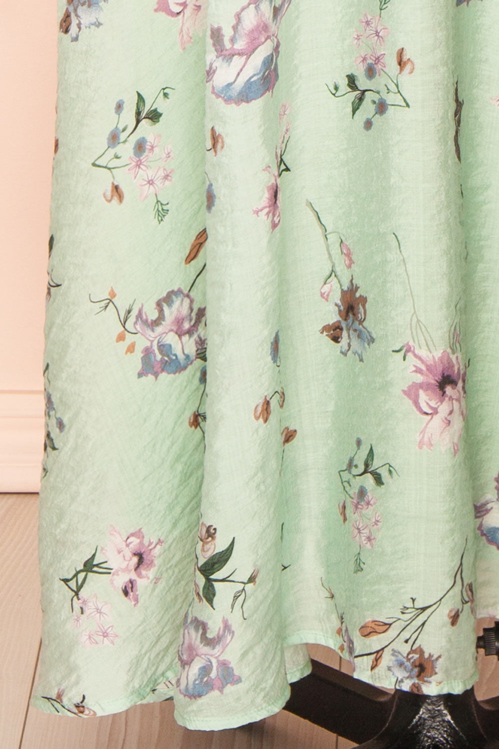 Queenie Green Floral Maxi Dress w/ Ruffled Straps | Boutique 1861 bottom