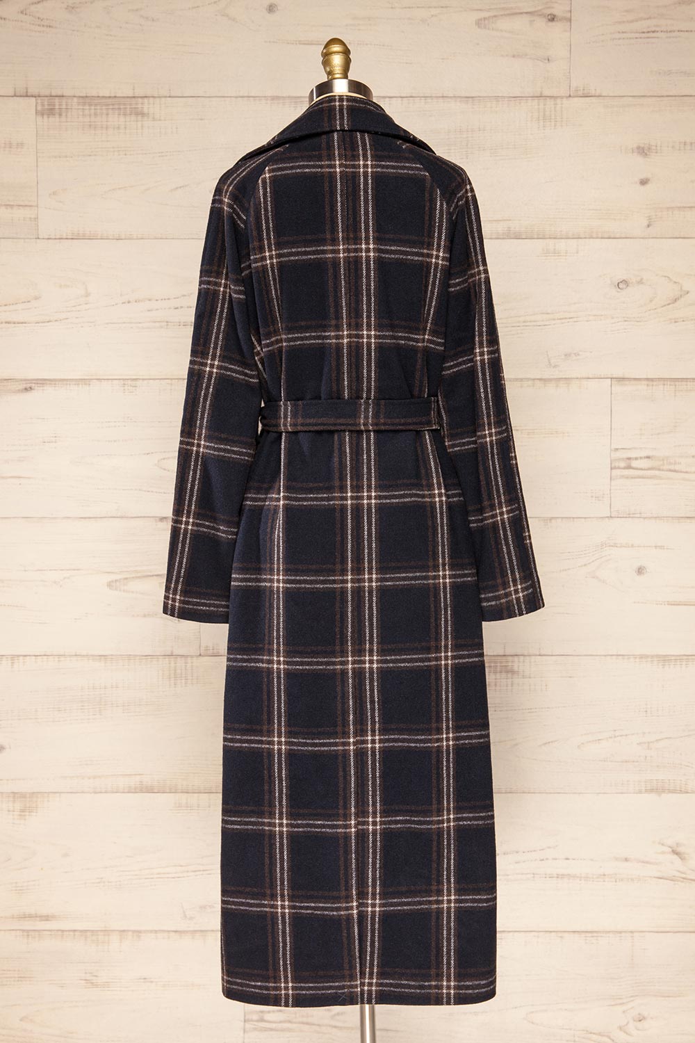 Queenstown Navy Plaid Trench Coat | La petite garçonne back view