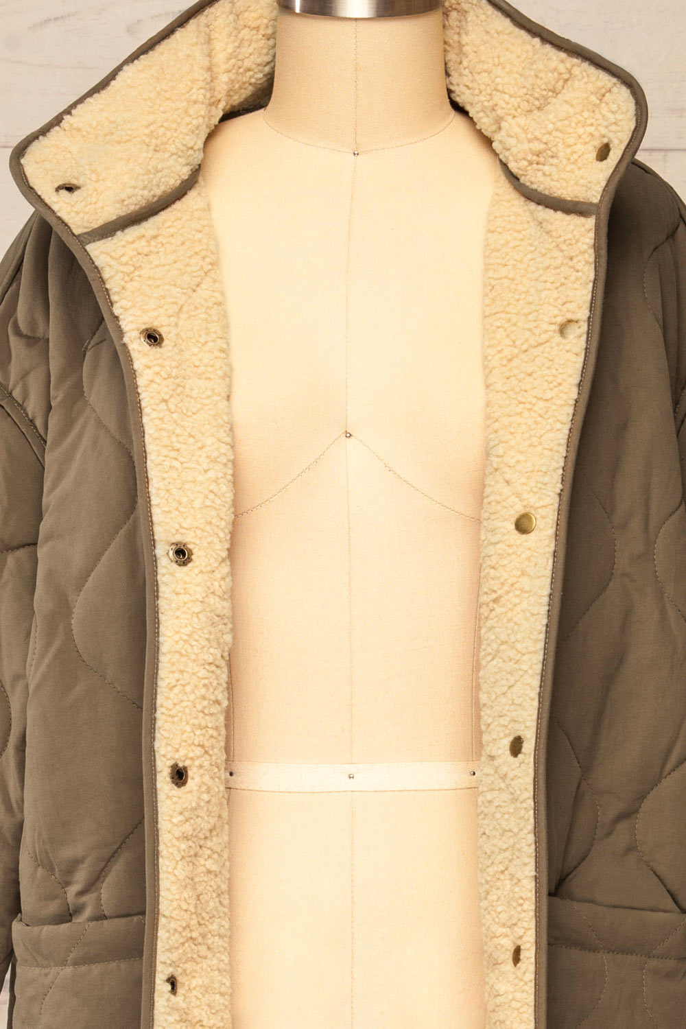 Quelimane Long Quilted Khaki Coat | La petite garçonne open