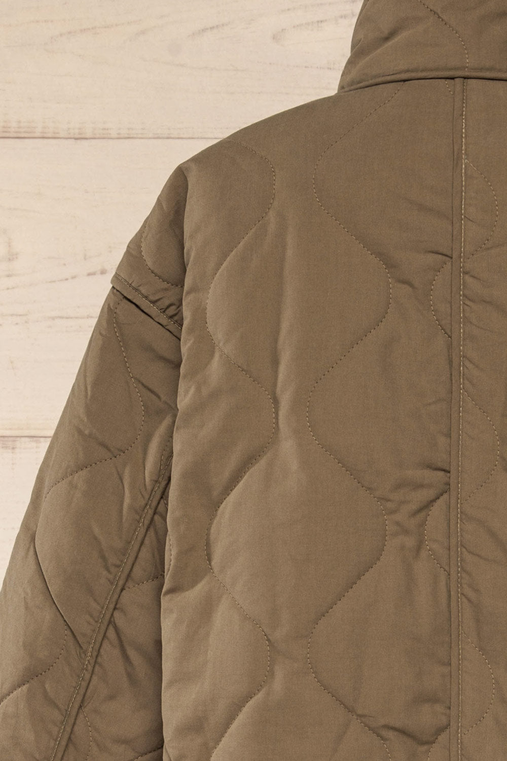 Quelimane Long Quilted Khaki Coat | La petite garçonne back