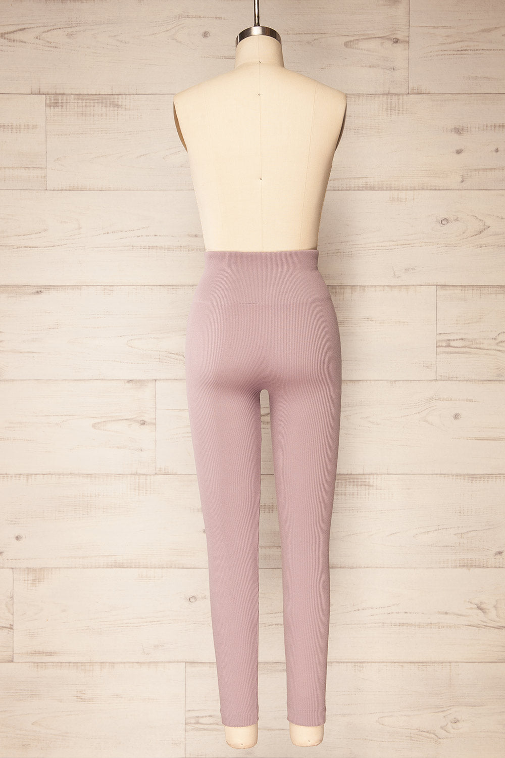 Quorena Mauve High-Waisted Ribbed Leggings | La petite garçonne back view