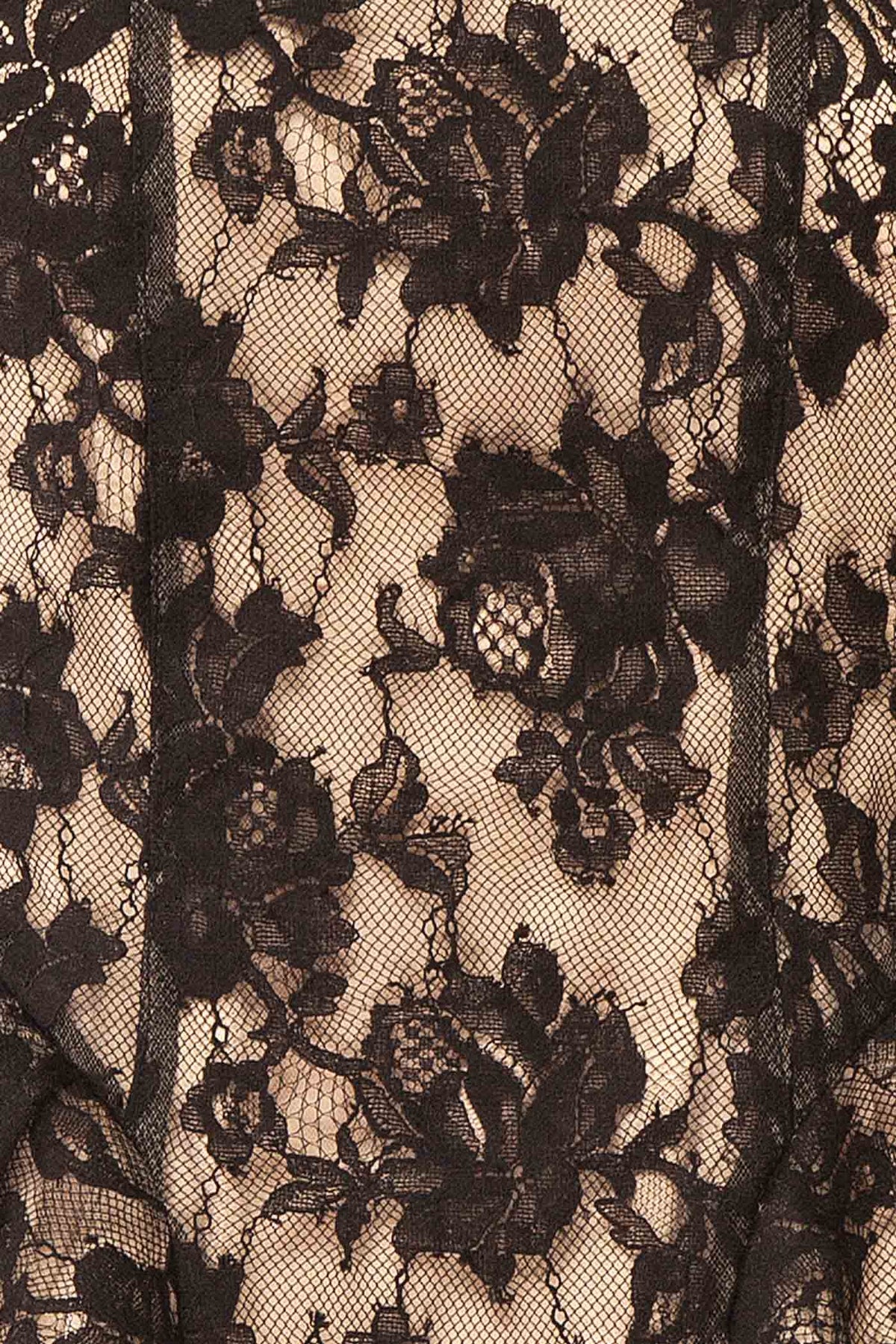 Rabellia | Black Floral Lace Peplum Top