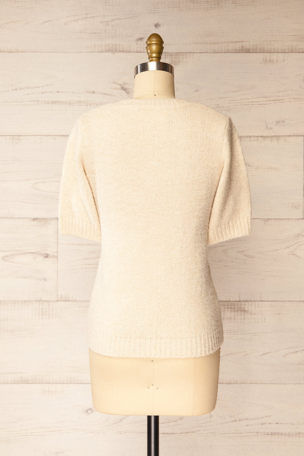 Radcliffe Embroidered Beige Knit Top | La petite garçonne back view
