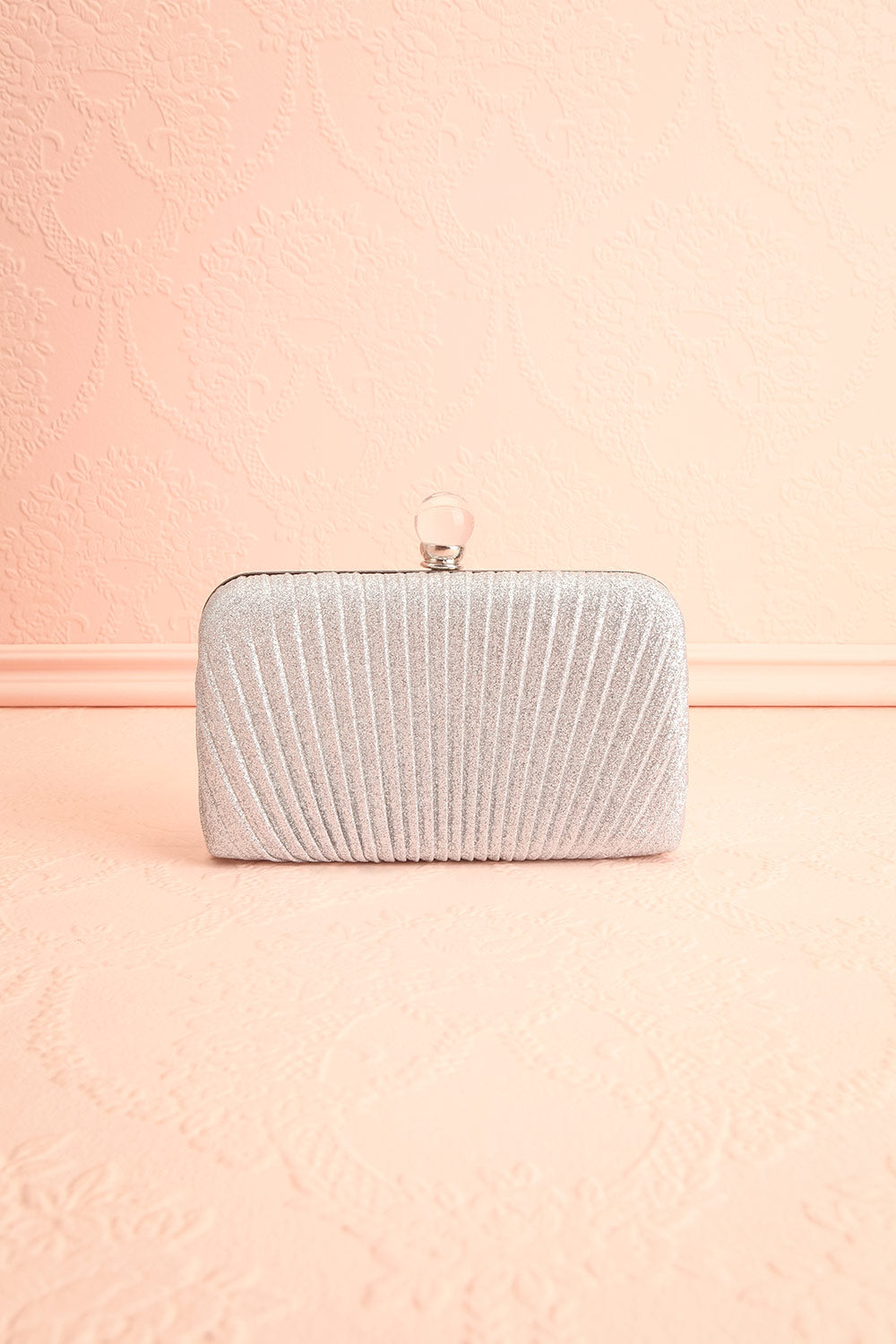 Raje Silver Sparkly Evening Clutch | Boutique 1861 front view