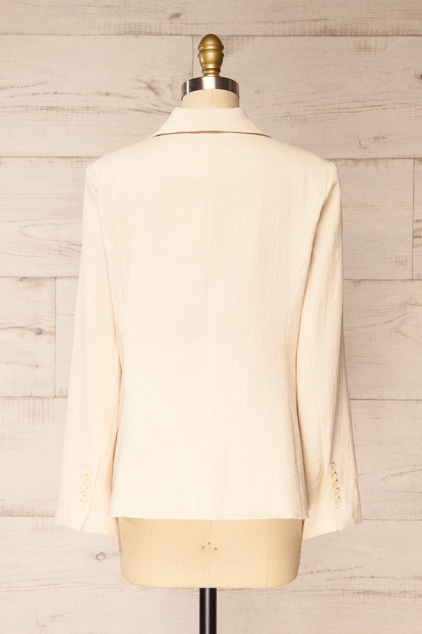 Backview of Rajmahal Structured Ivory Blazer with Flap Pockets at la petite garçonne