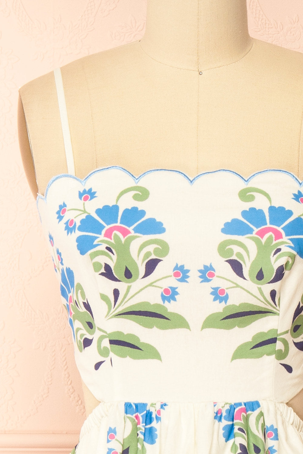 Raleigh Floral Midi Dress with Scalloped Neckline | Boutique 1861 front