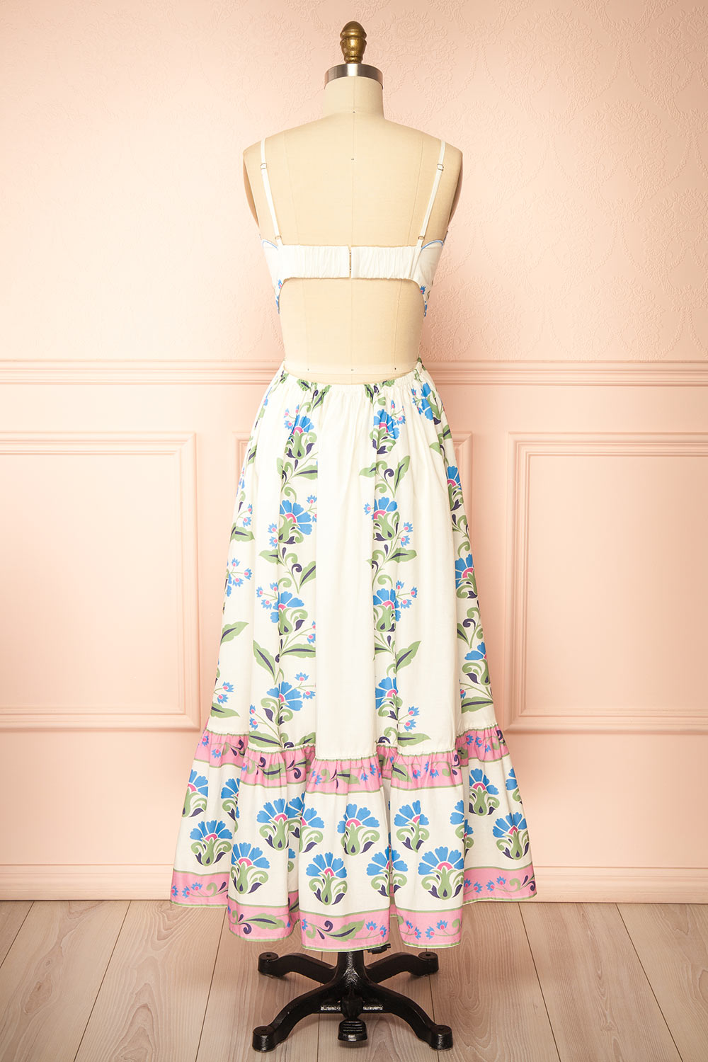 Raleigh Floral Midi Dress with Scalloped Neckline | Boutique 1861 back view