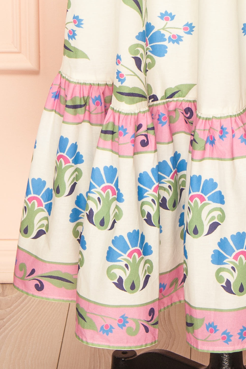 Raleigh Floral Midi Dress with Scalloped Neckline | Boutique 1861 bottom