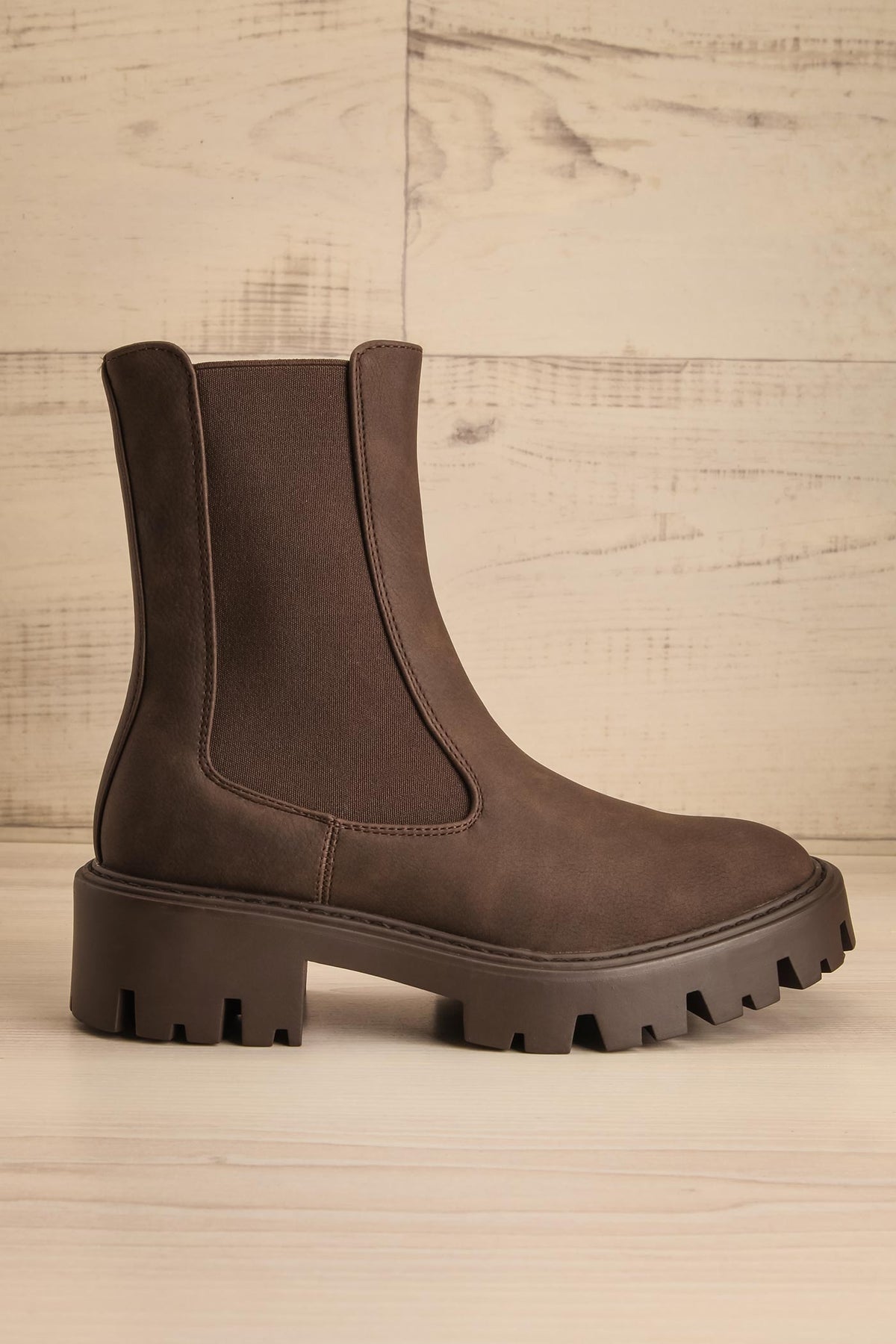 side view of Ramea Brown Ankle Boots with Matte Finish at La petite garçonne