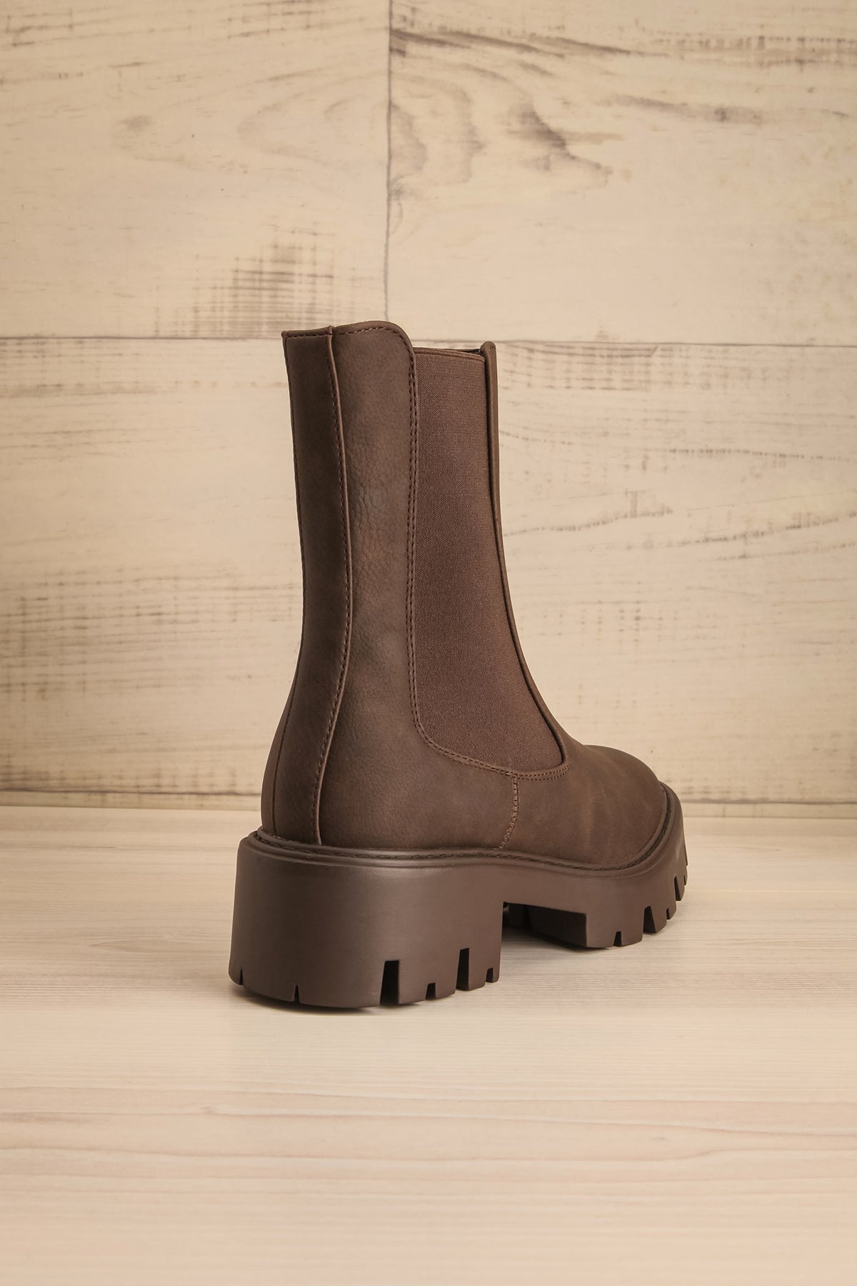 back view of Ramea Brown Ankle Boots with Matte Finish at La petite garçonne