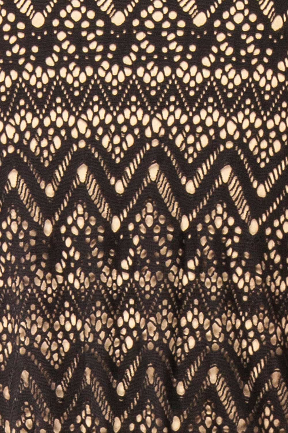 Ramira Black Long Crochet Kimono w/ Short Sleeves | Boutique 1861 fabric 