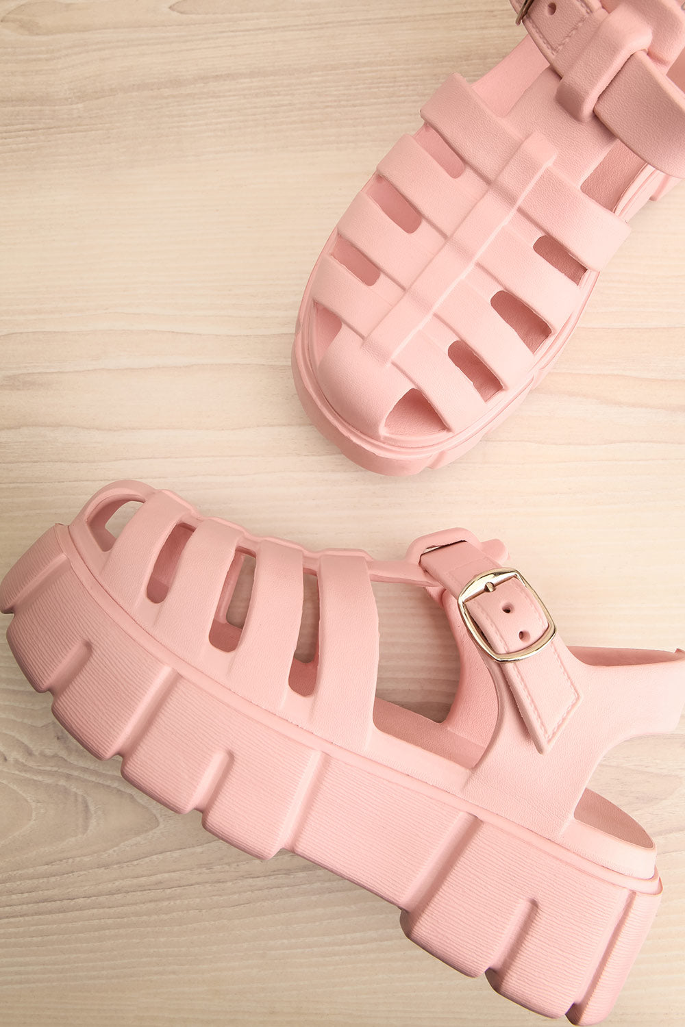 Rarea Pink Platform Fisherman Sandals | La petite garçonne flat view