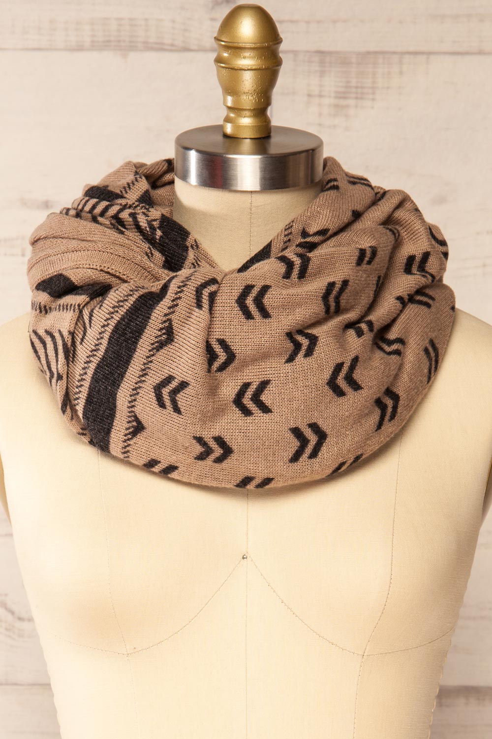 Ratchasima Patterned Black & Beige Square Scarf | La petite garçonne close-up