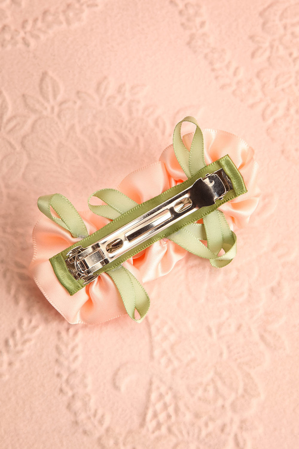 Rauza Barrette w/ Pink Satin Flowers | Boutique 1861 back view