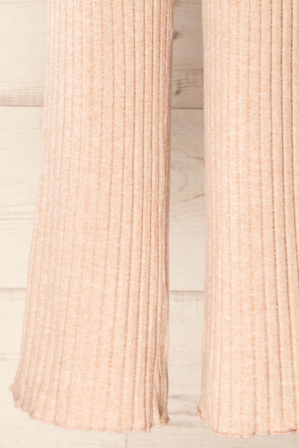 Ravyn Beige Soft Ribbed Knit Pants | La petite garçonne bottom