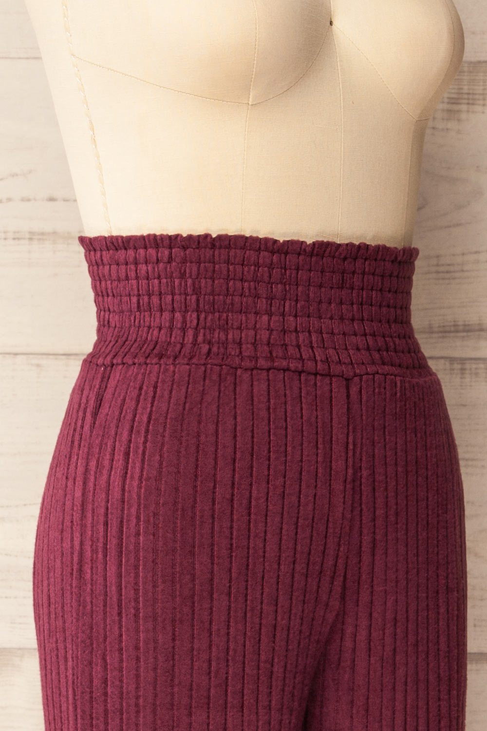 Ravyn Burgundy Soft Ribbed Knit Pants | La petite garçonne side