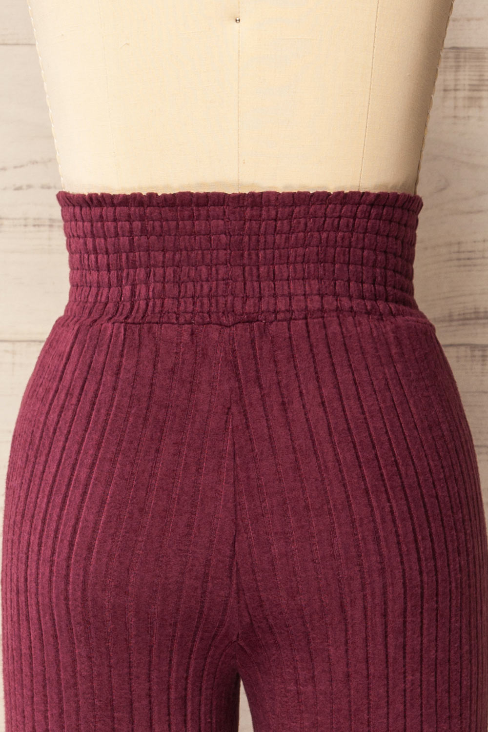 Ravyn Burgundy Soft Ribbed Knit Pants | La petite garçonne back