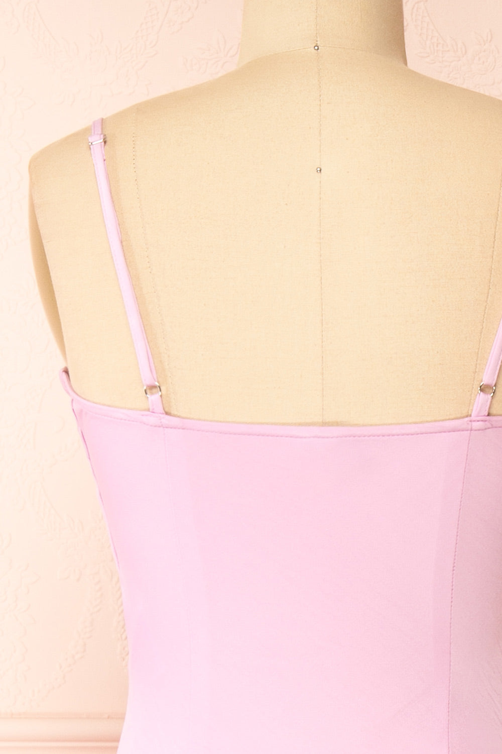 Rebby Pink Silky Fitted Midi Dress | Boutique 1861 back