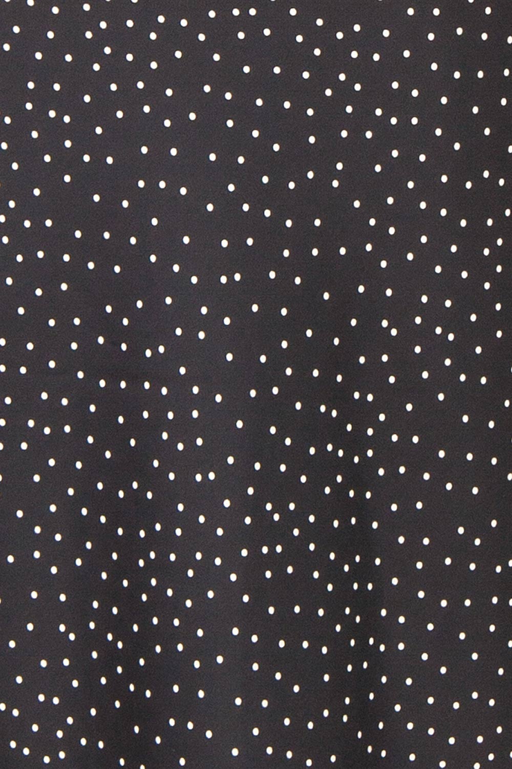 Rebby Polka Dot Black Silky Fitted Midi Dress | Boutique 1861 fabric