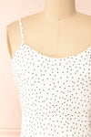 Rebby Polka Dot White Silky Fitted Midi Dress | Boutique 1861 front