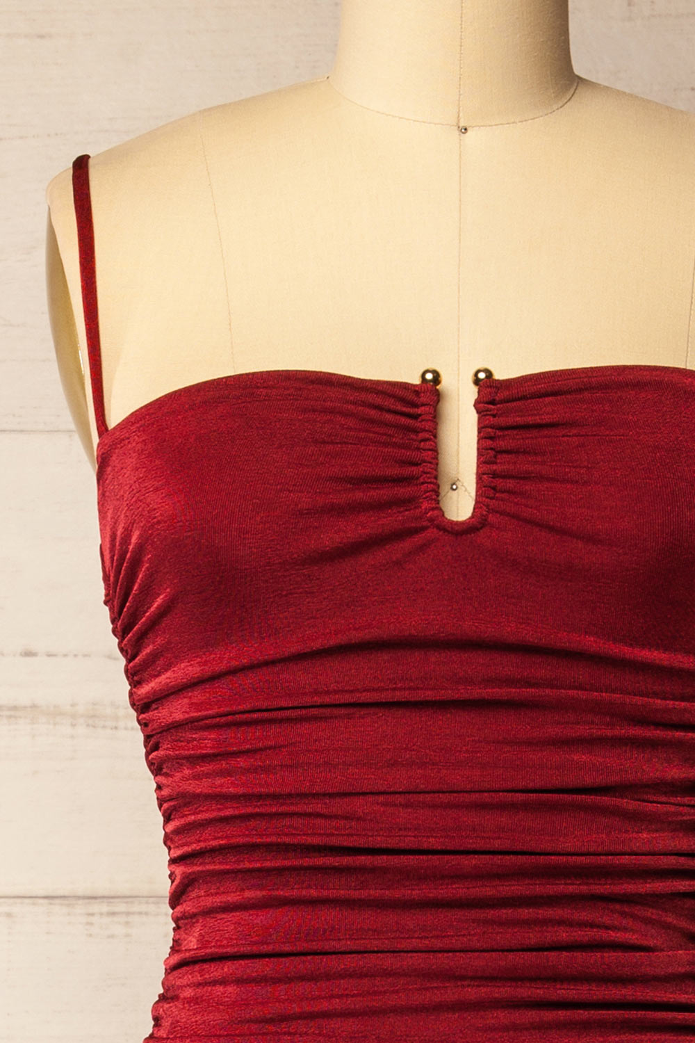 Redclife Long Fitted Burgundy Dress | La petite garçonne front