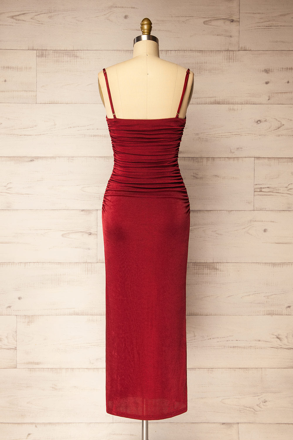 Redclife Long Fitted Burgundy Dress | La petite garçonne back view