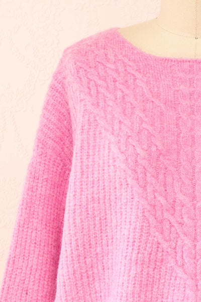 Reese Pink Oversized Sweater | Boutique 1861 front close-up